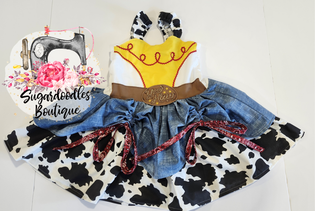 Cowgirl Costume Cotton Dress-Cowgirl Dress-cow print Dress