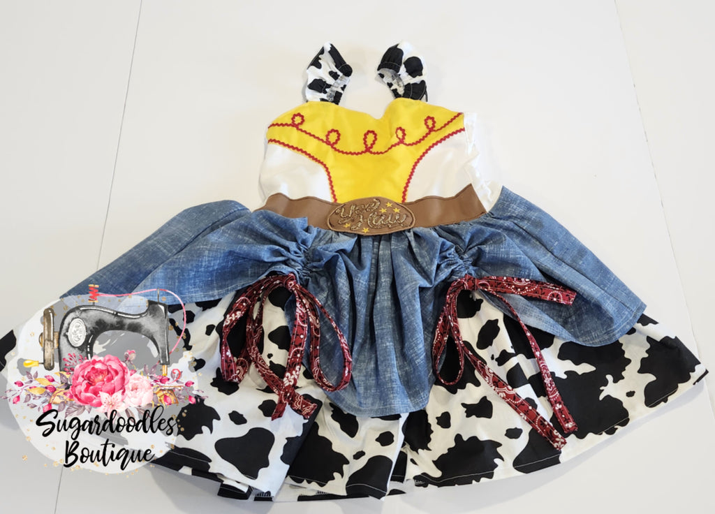 Cowgirl Costume Cotton Dress-Cowgirl Dress-cow print Dress